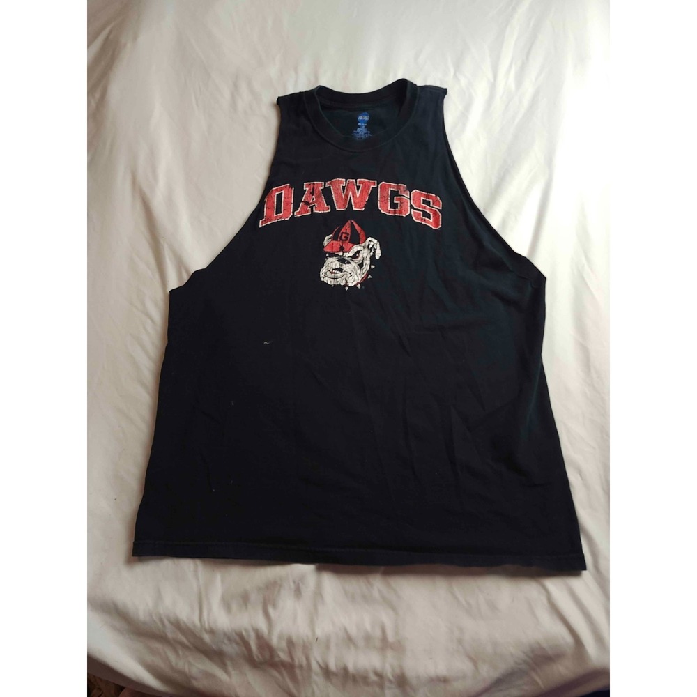 NCAA Georgia Bulldogs Tank Top Black DAWG Graphic Print Sleeveless Sports
